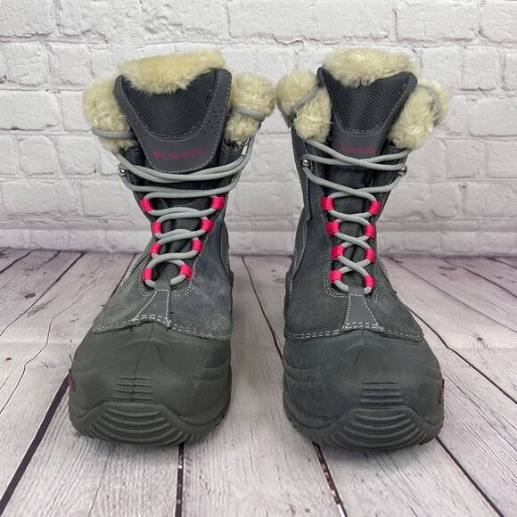 Columbia Omni-Heat Gray Pink Winter Snow Boots Girl Size 6/W Size 8 (BY1291-022) - Picture 5 of 10